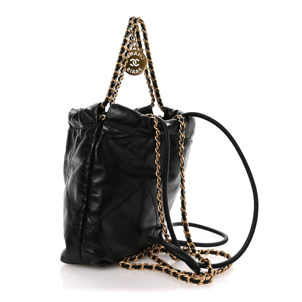 Chanel Shiny Calfskin Quilted Mini Chanel 22 Black