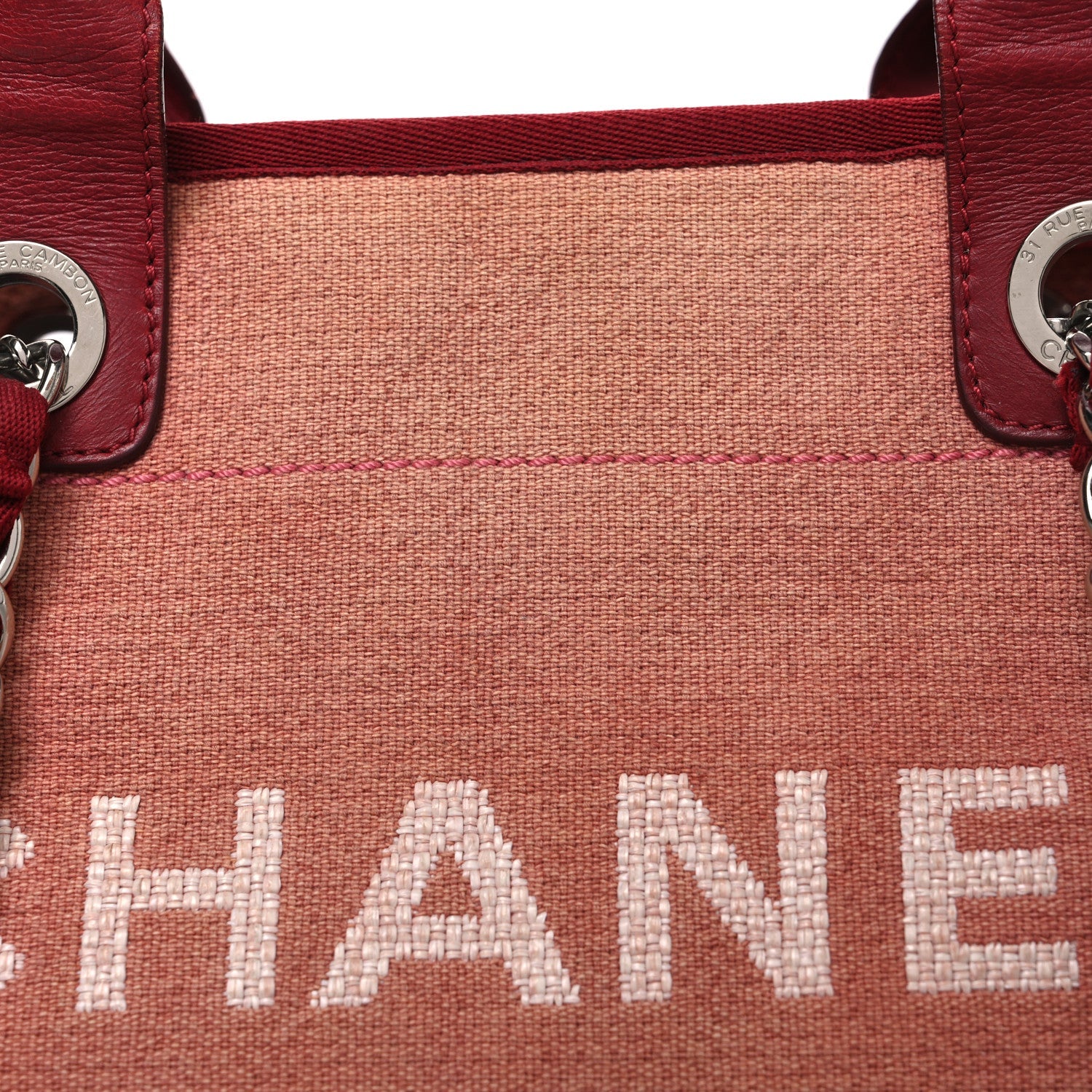 Chanel Canvas Large Deauville Tote Red
