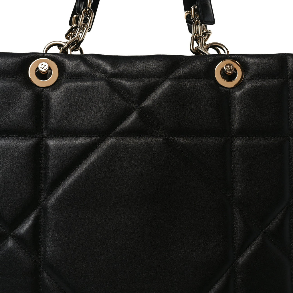Christian Dior Calfskin Archicannage Large Essential Tote Black