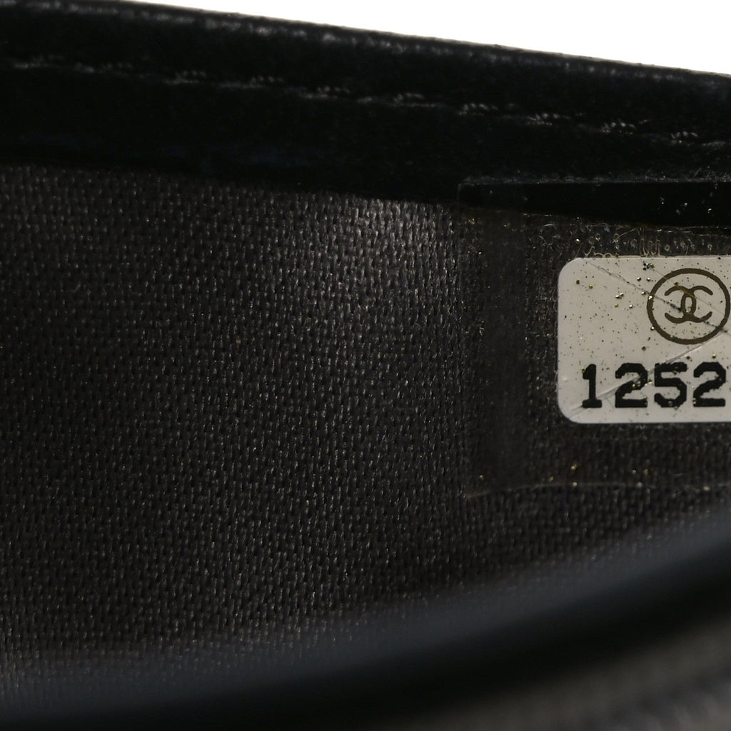 Lambskin Camellia Embossed Yen Wallet Black