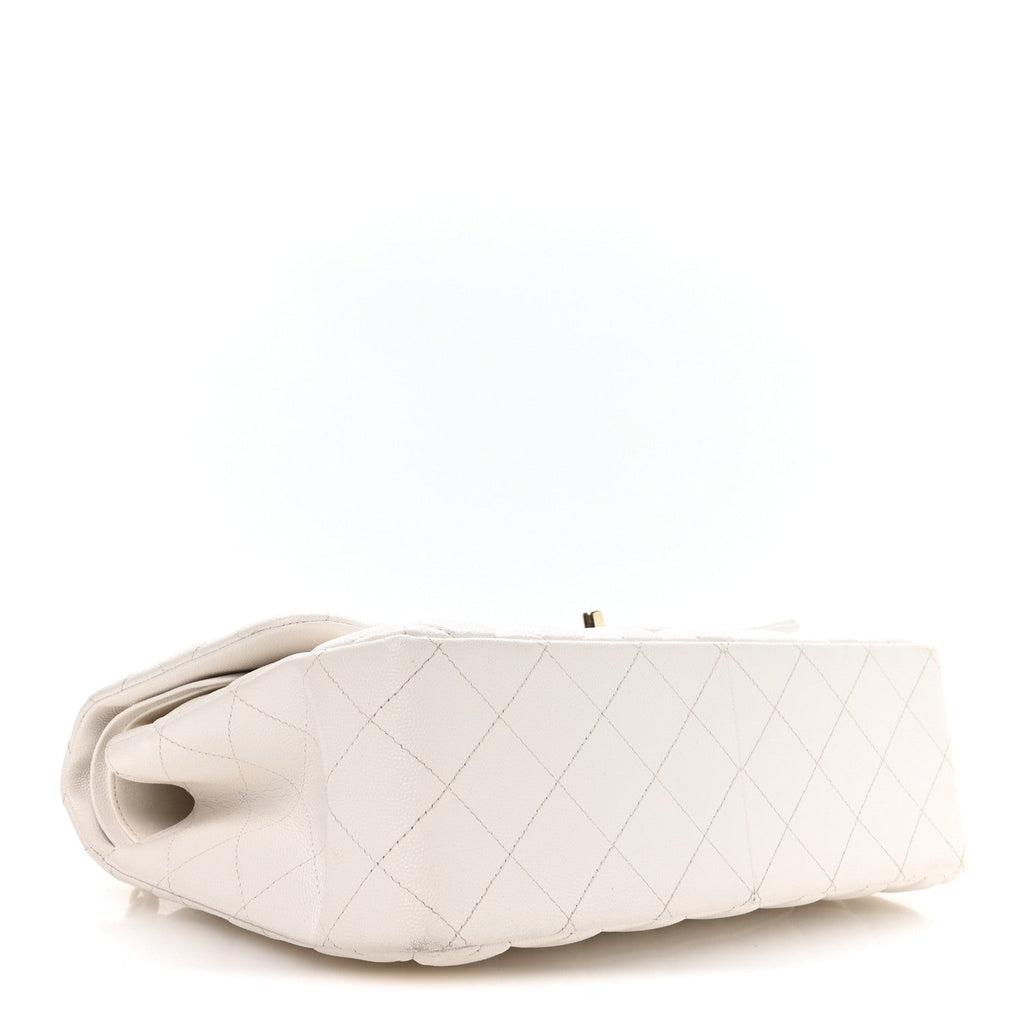 Chanel Caviar Quilted Jumbo Double Flap White