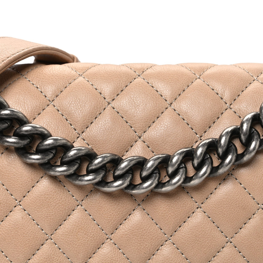 Chanel Lambskin Quilted Medium Boy Flap Beige