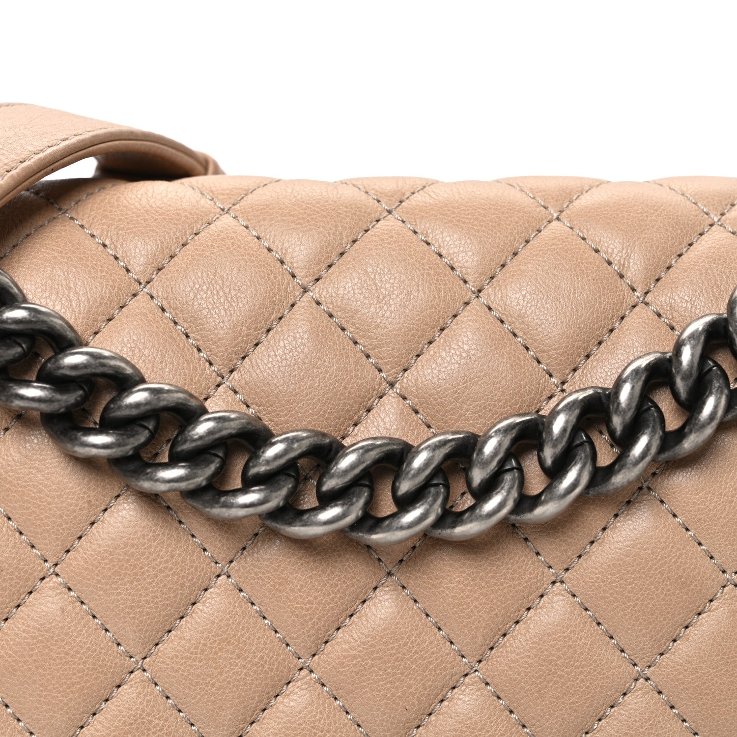 Chanel Lambskin Quilted Medium Boy Flap Beige