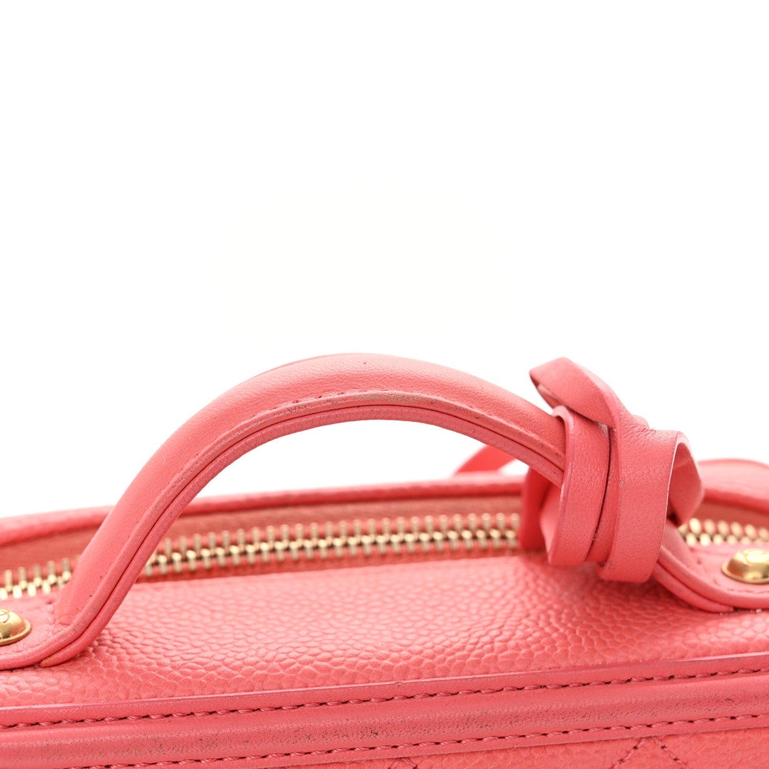 Chanel Caviar Quilted Small CC Filigree Vanity Case Coral