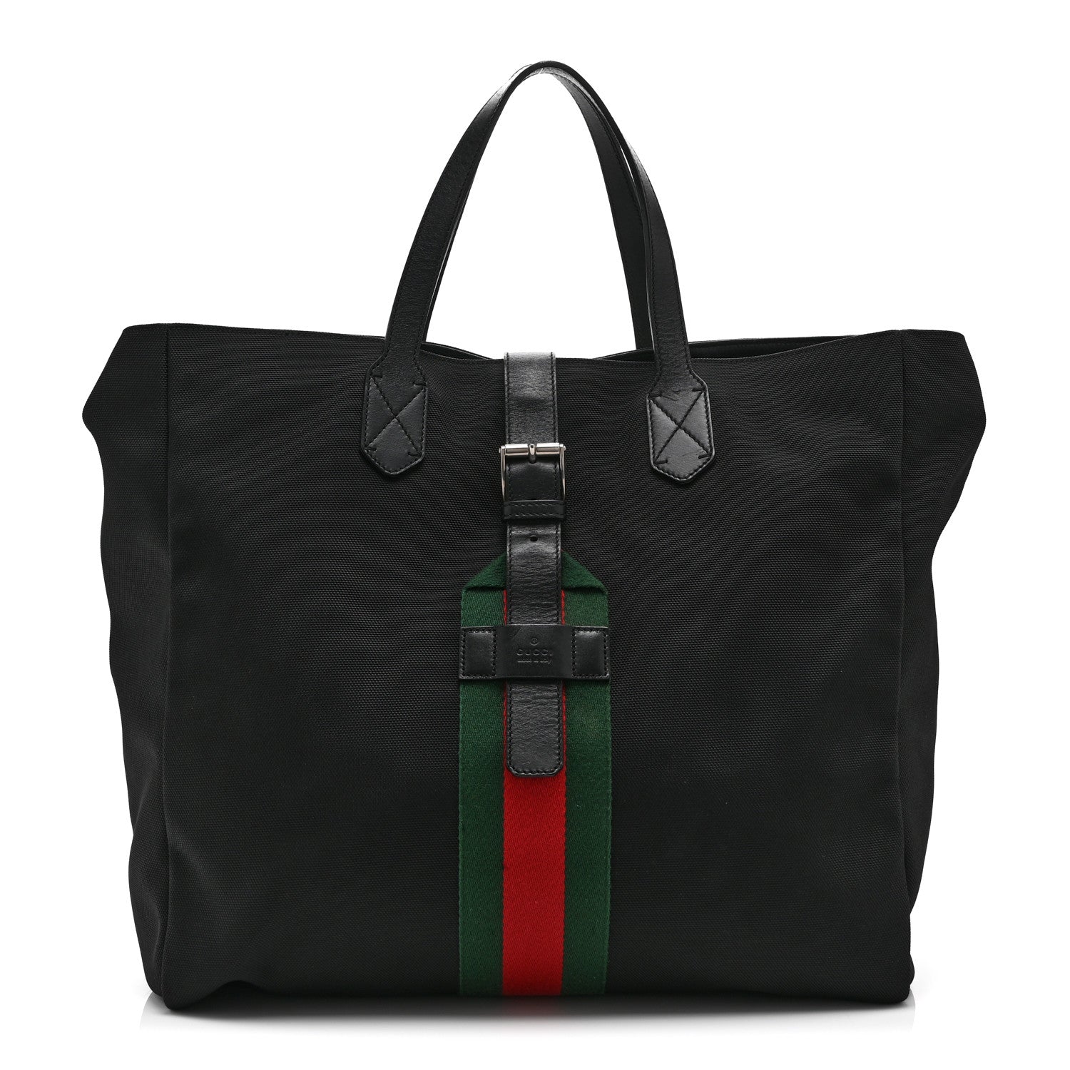 Gucci Techno Canvas Web Single Buckle Tote Black