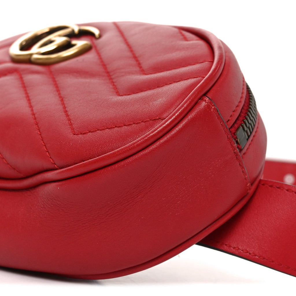 Gucci Calfskin Matelasse GG Marmont Belt Bag 105 42 Hibiscus Red