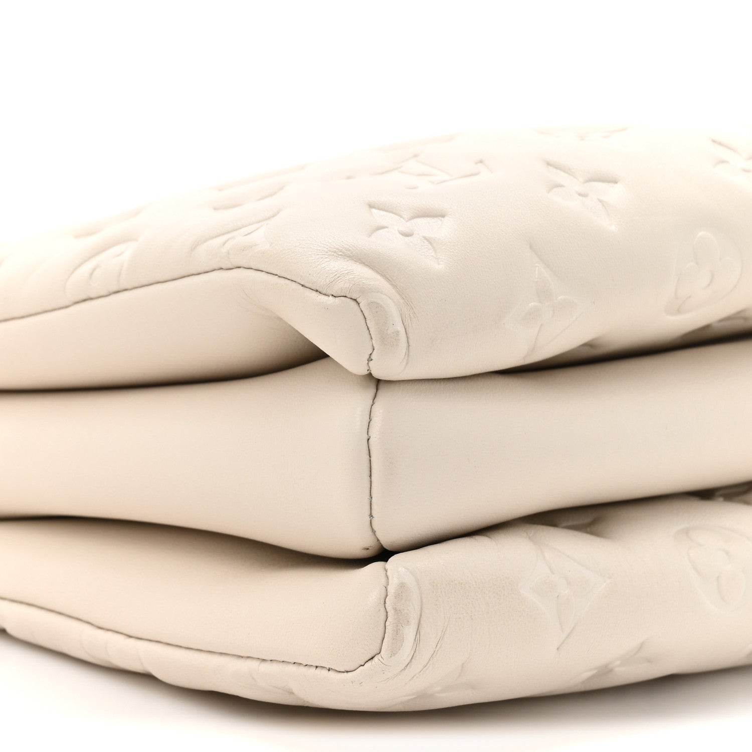 Louis Vuitton Lambskin Embossed Monogram Coussin PM Beige Cream