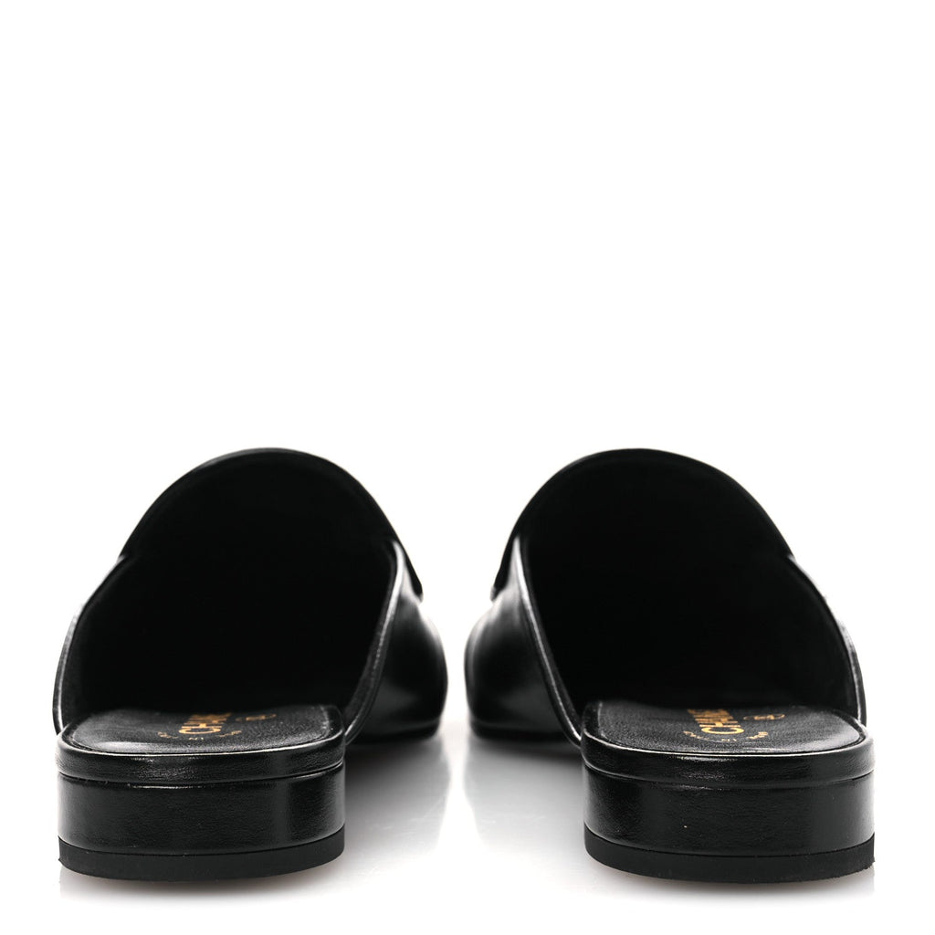 Chanel Shiny Calfskin Crystal CC Mules 41 Black