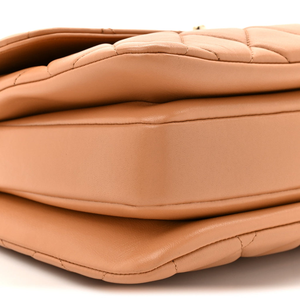 Chanel Lambskin Quilted Medium Trendy CC Flap Dual Handle Bag Camel