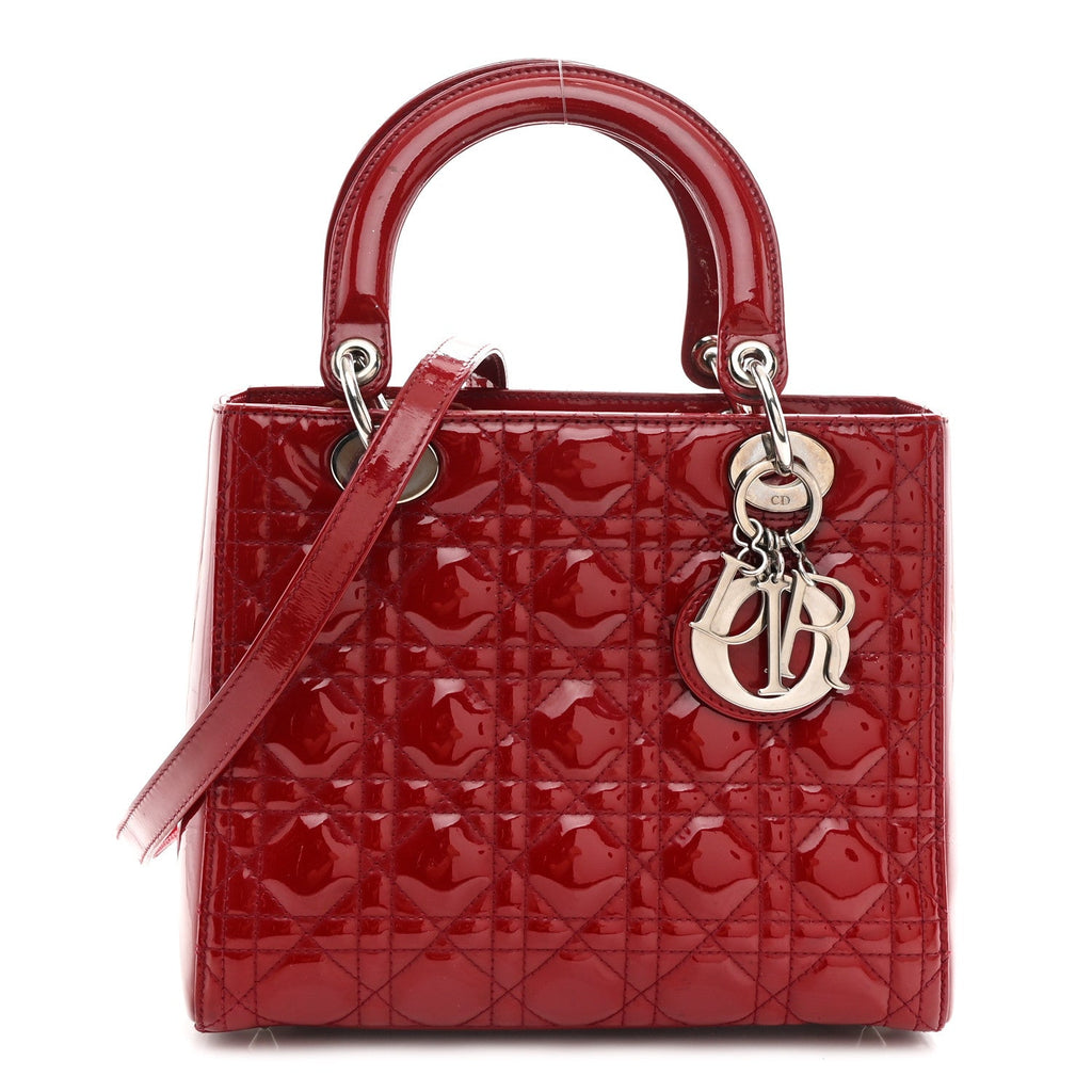 Christian Dior Patent Cannage Medium Lady Dior Red