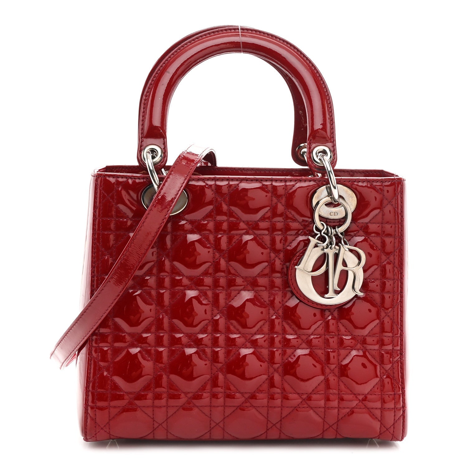 Christian Dior Patent Cannage Medium Lady Dior Red