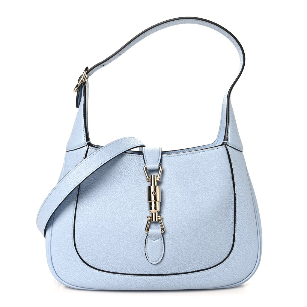 Gucci Grained Calfskin Web Medium Jackie 1961 Hobo Light Blue