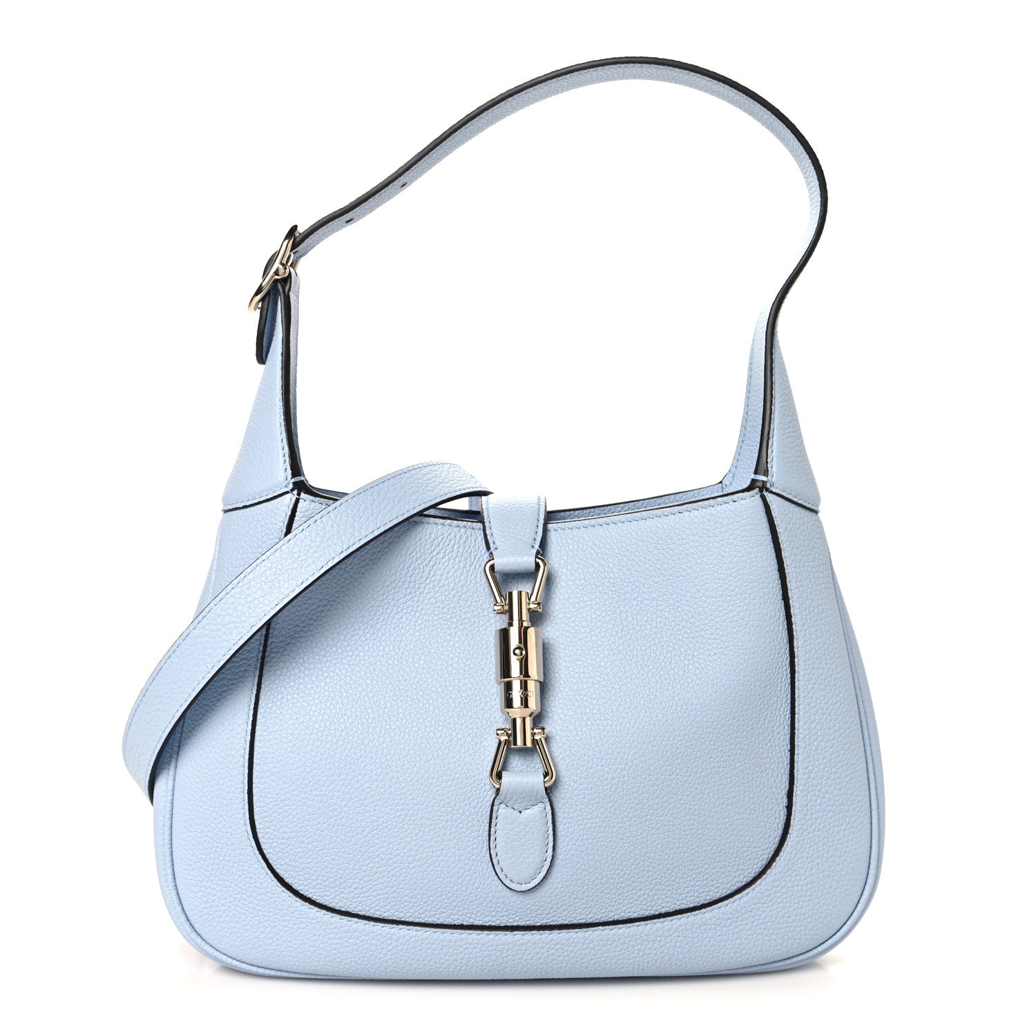 Gucci Grained Calfskin Web Medium Jackie 1961 Hobo Light Blue