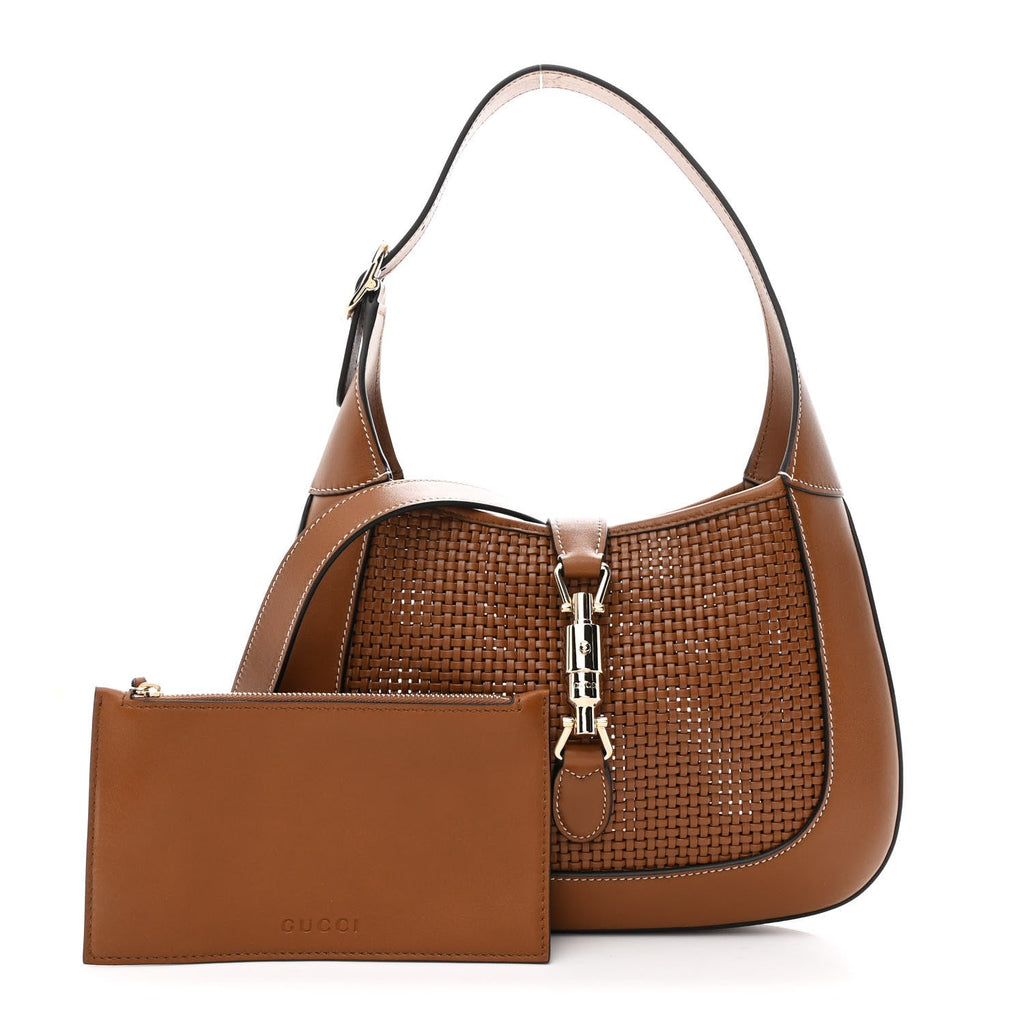 Gucci Woven Calfskin Medium Jackie 1961 Hobo Brown