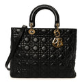 Christian Dior Lambskin Cannage Large Lady Dior Black