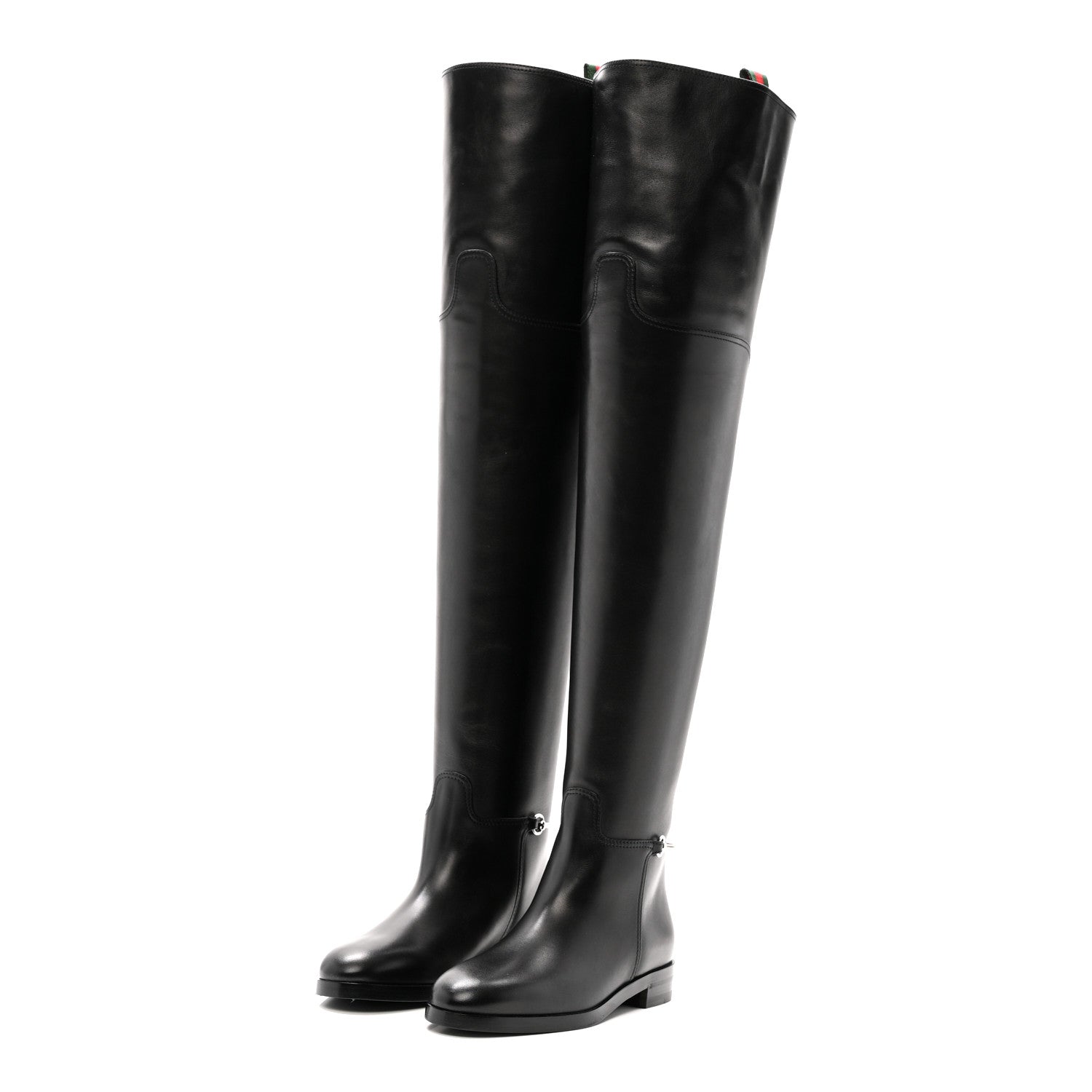 Gucci Calfskin Slim Horsebit Over The Knee High Boots 37 Black
