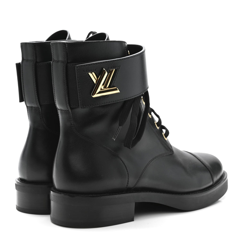 Louis Vuitton Calfskin Wonderland Flat Ranger Boots 37 Black