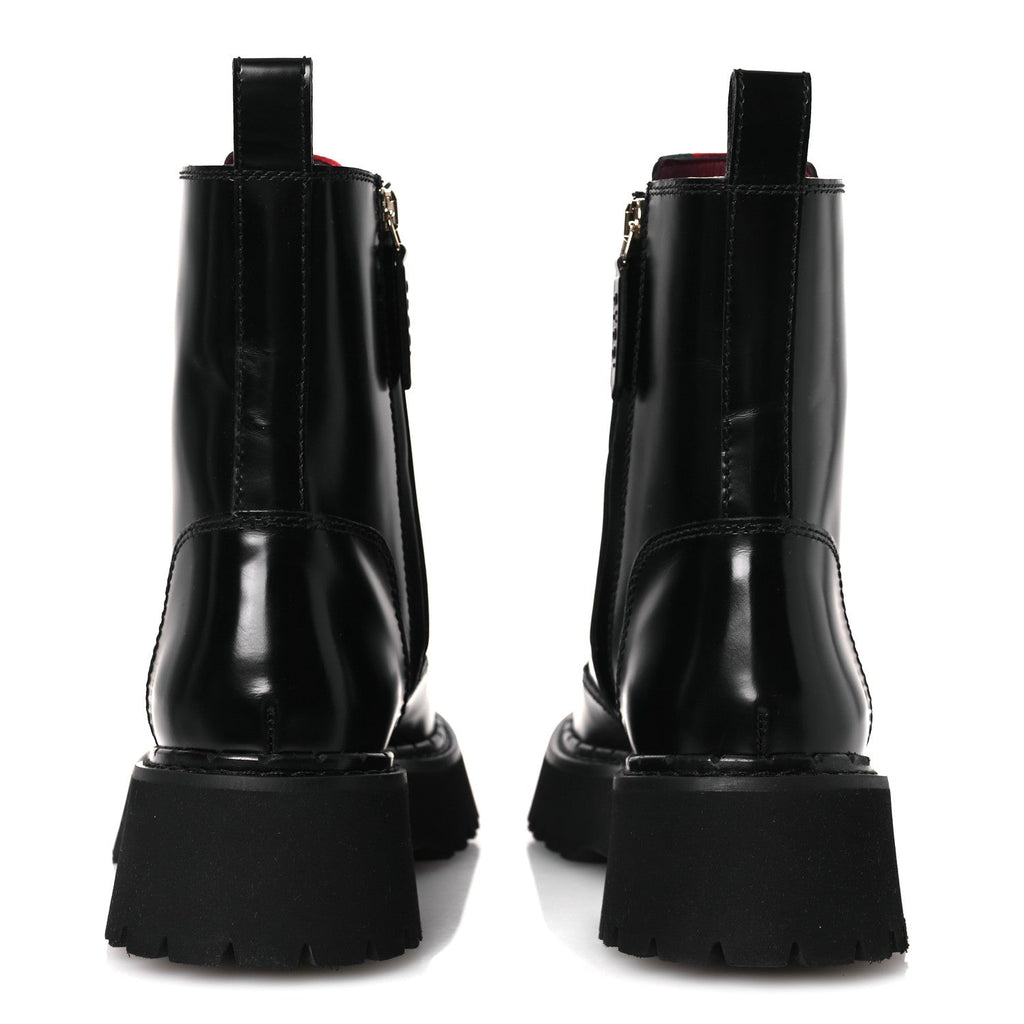 Gucci Spice Lux Nappa Web Combat Boots 36 Black