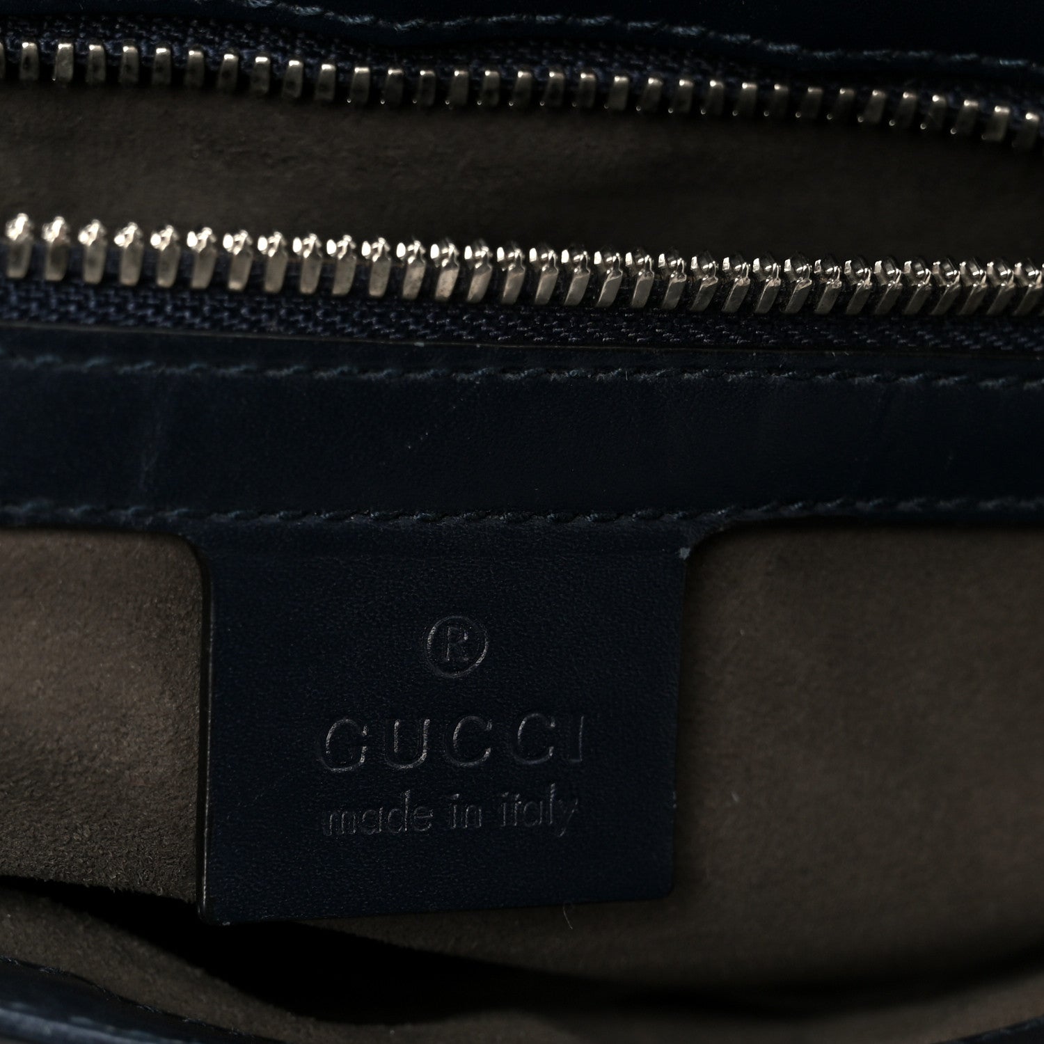 Gucci Guccissima Signature Single Buckle Flap Messenger Bag Navy