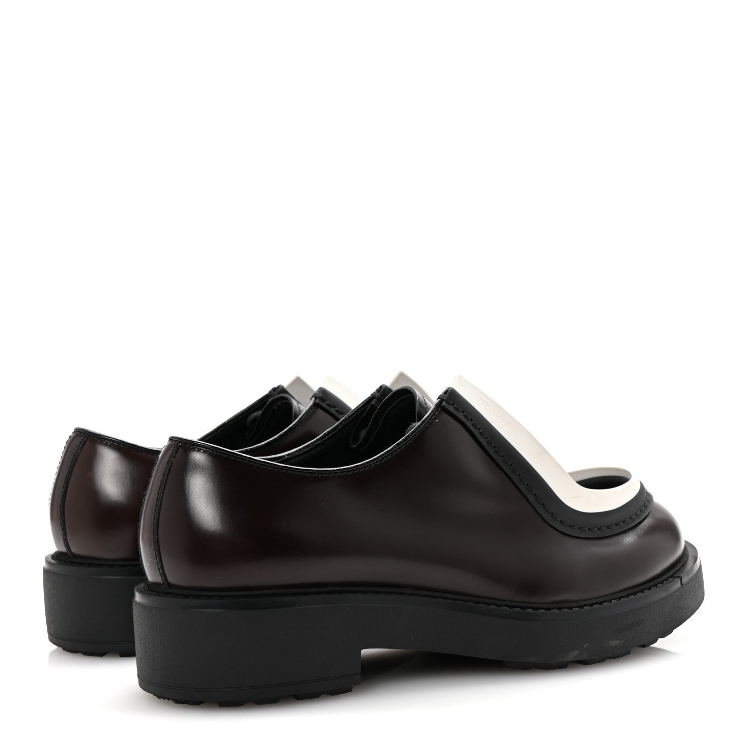 Prada Spazzolato Rois Monolith 55mm Derby Loafers 8 Dark Brown Black