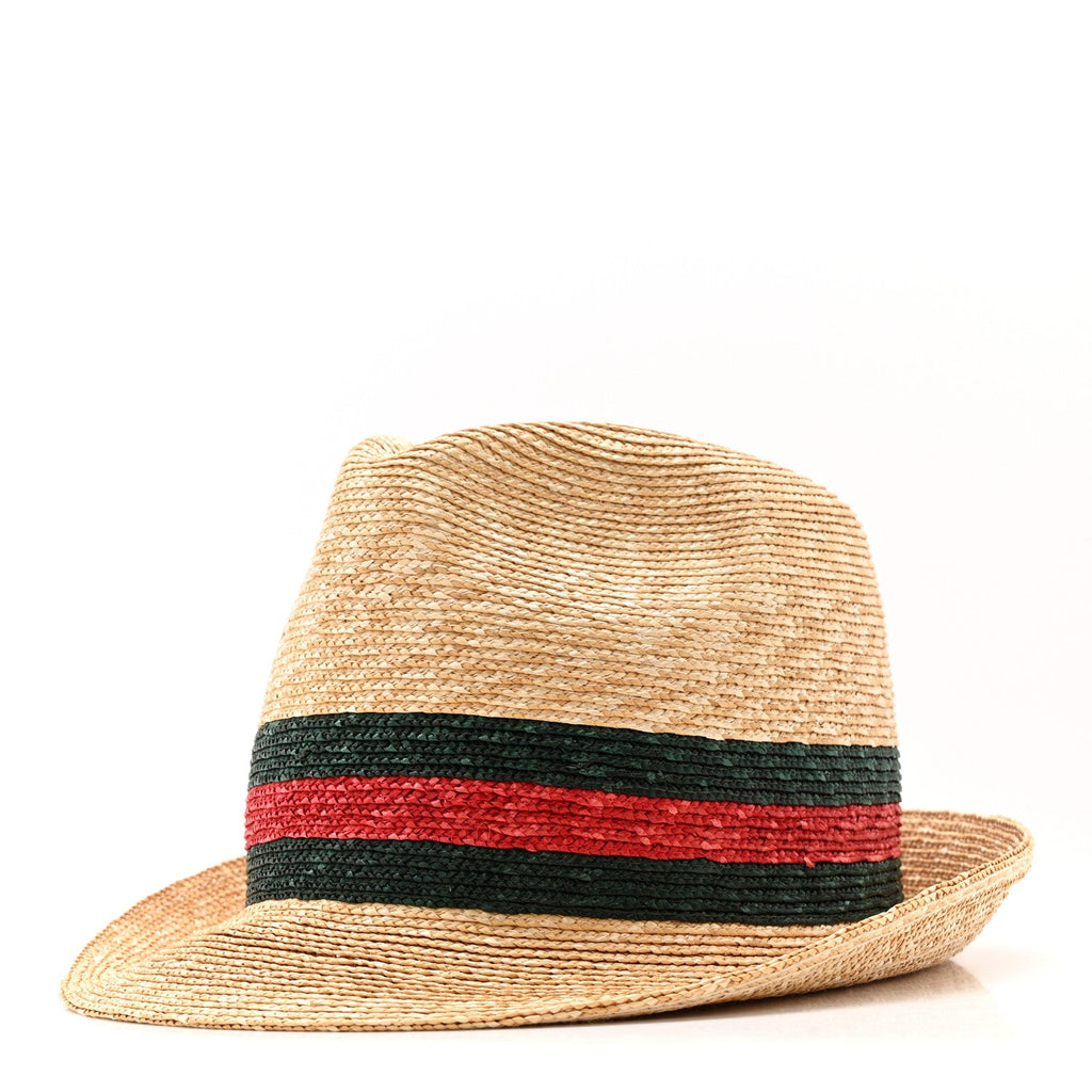 Gucci Abaca Straw Web Fedora Hat M
