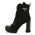 Prada Spazzolato Re-Nylon Metal Triangle Logo 110mm Ankle Boots 40 Black