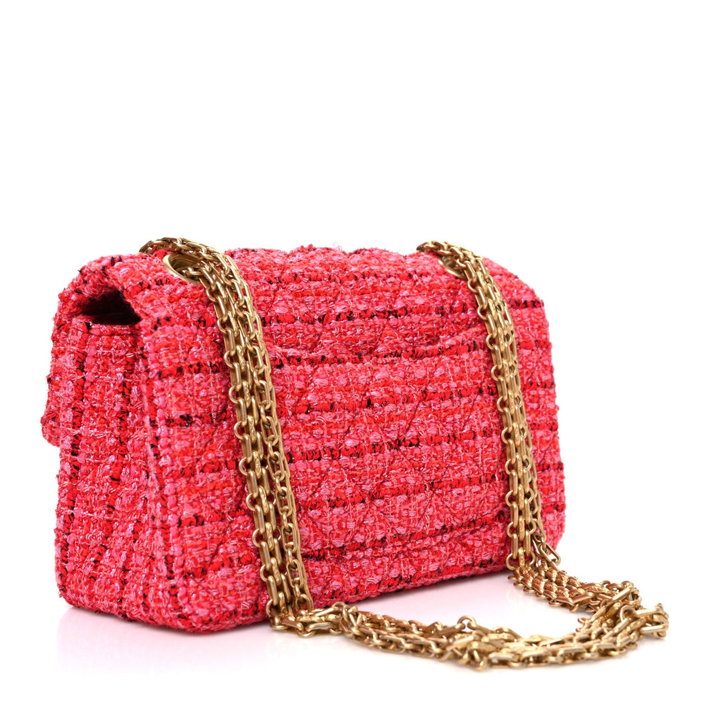 Chanel Tweed Quilted Mini 2.55 Reissue Flap Red Ecru Black