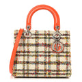 Christian Dior Tweed Medium Lady Dior  Orange Multicolor