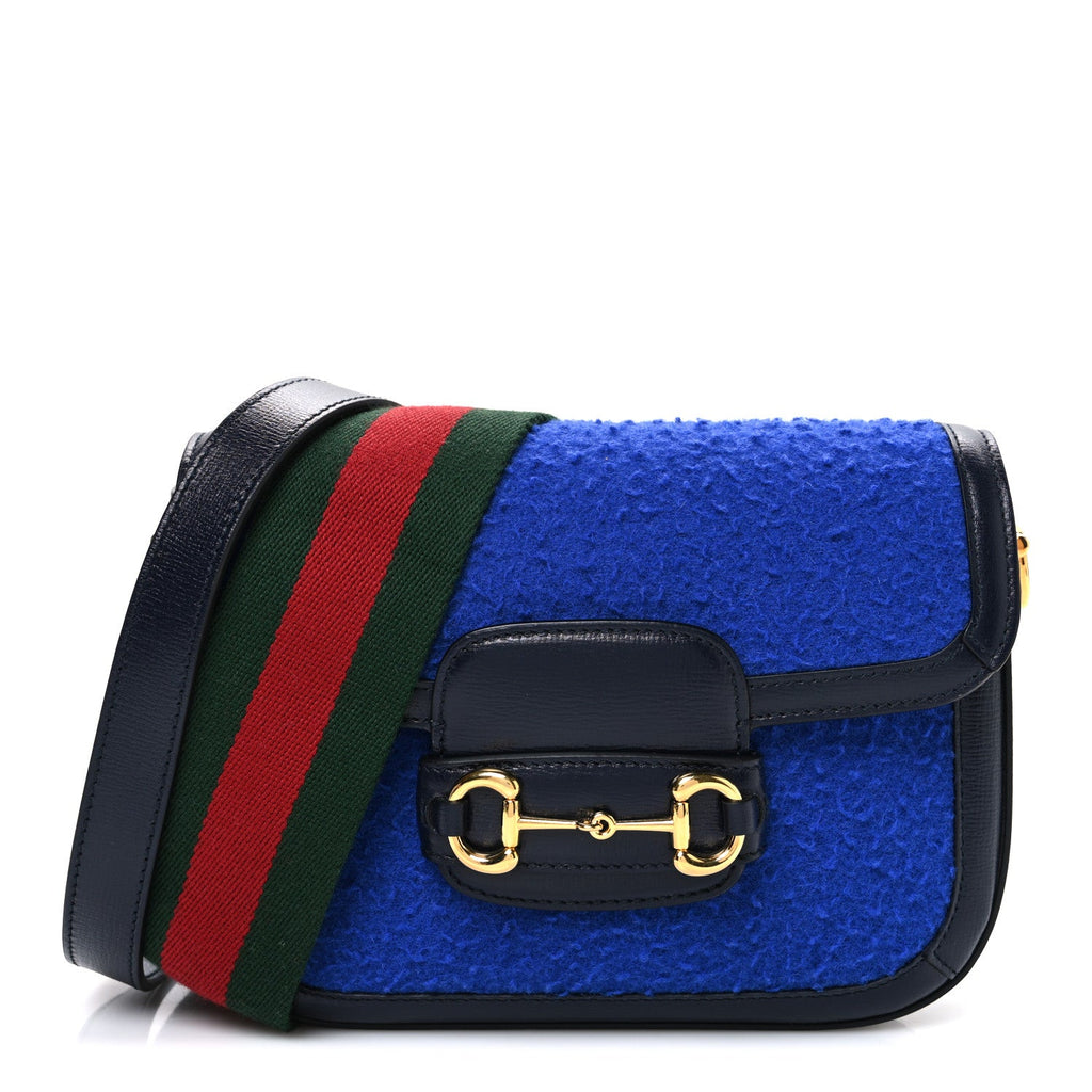 Gucci Casy Wool Azalea Calfskin Mini Horsebit 1955 Shoulder Bag Blue China