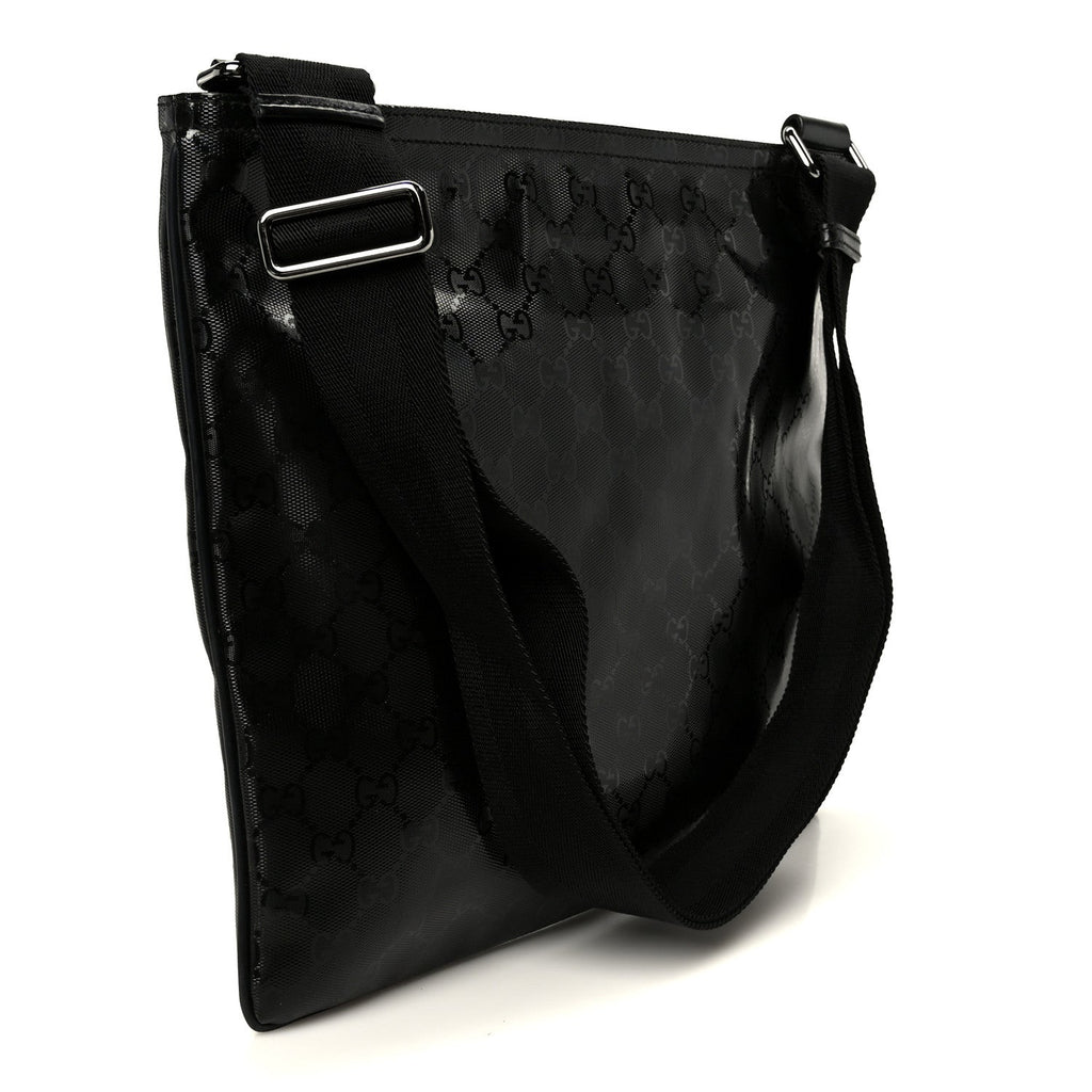 Gucci Imprime Monogram Medium Flat Messenger Bag Black