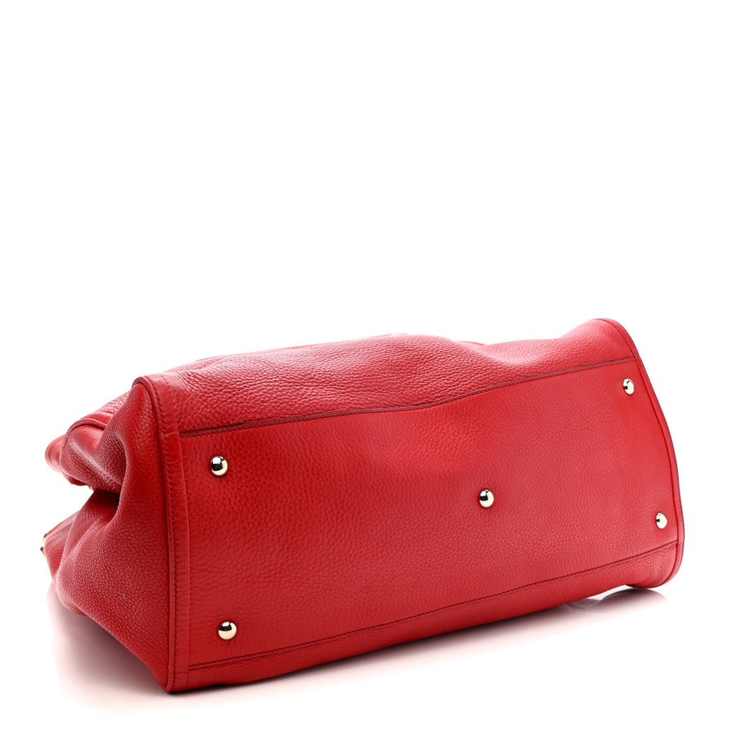 Gucci Pebbled Calfskin Large Soho Shoulder Bag Red
