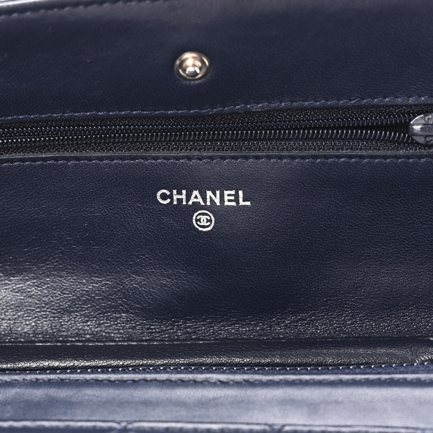 Chanel Lambskin Quilted Wallet On Chain WOC Navy Blue