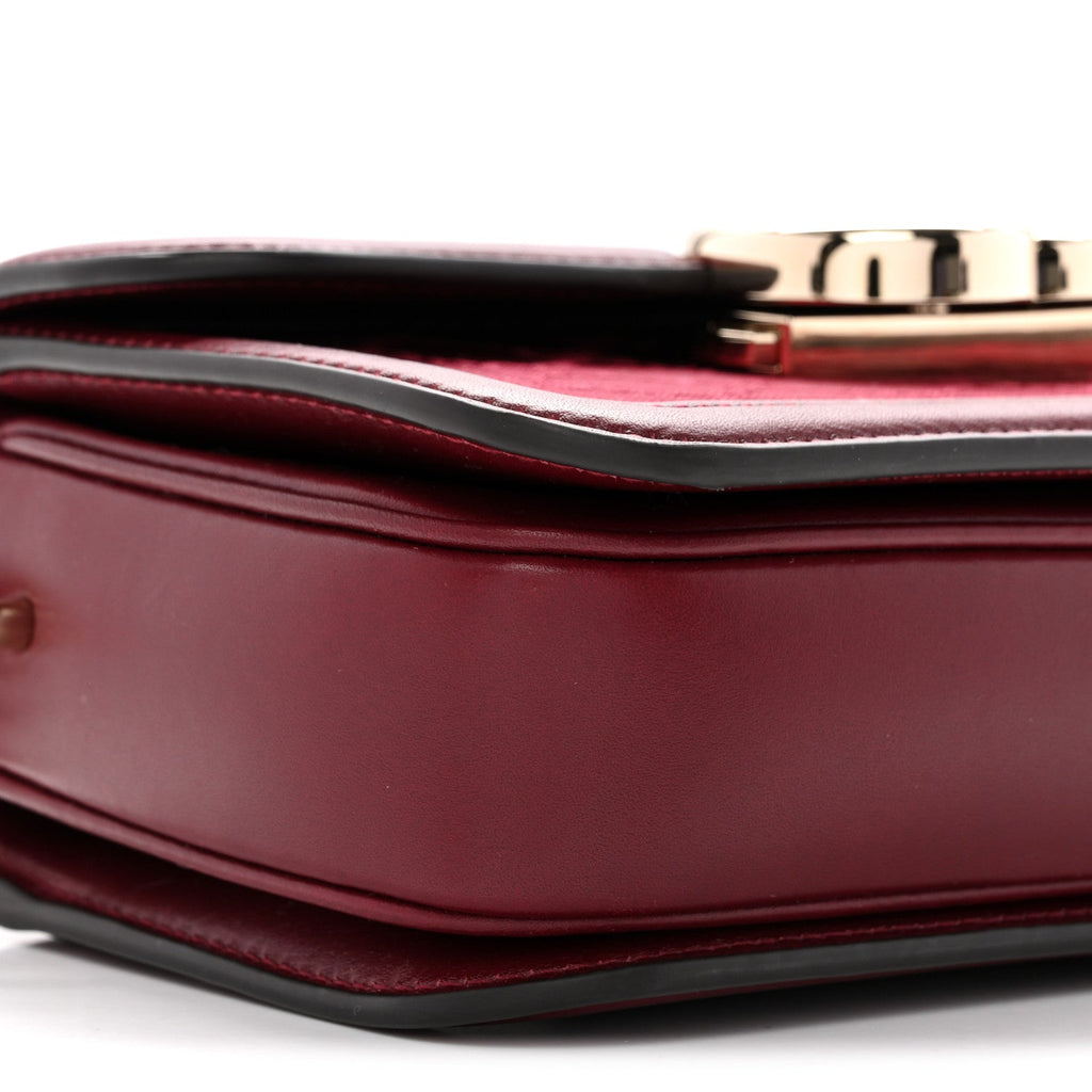 Gucci Crepe Wool Silk GG Monogram Go Small Shoulder Bag Rosso Ancora