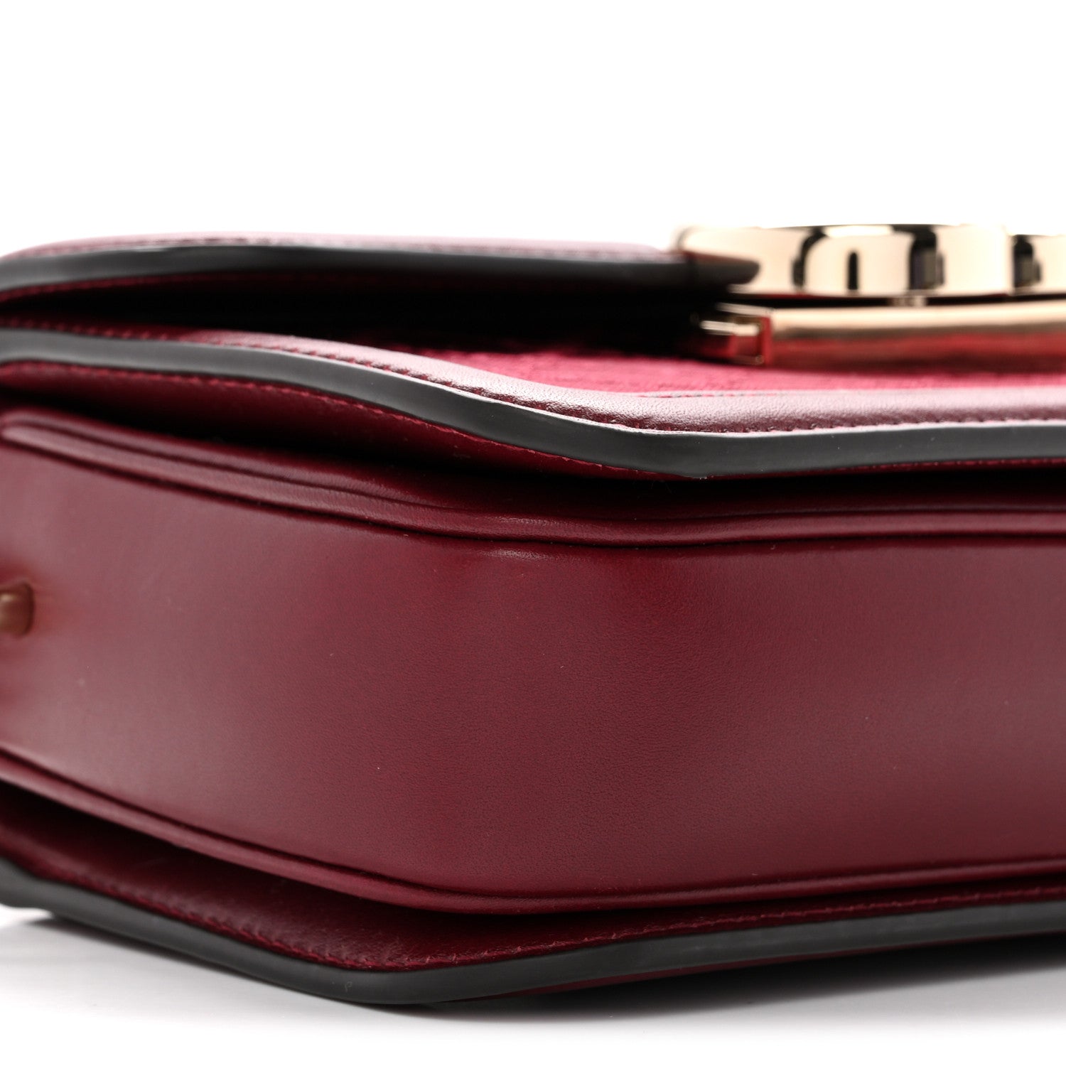 Gucci Crepe Wool Silk GG Monogram Go Small Shoulder Bag Rosso Ancora