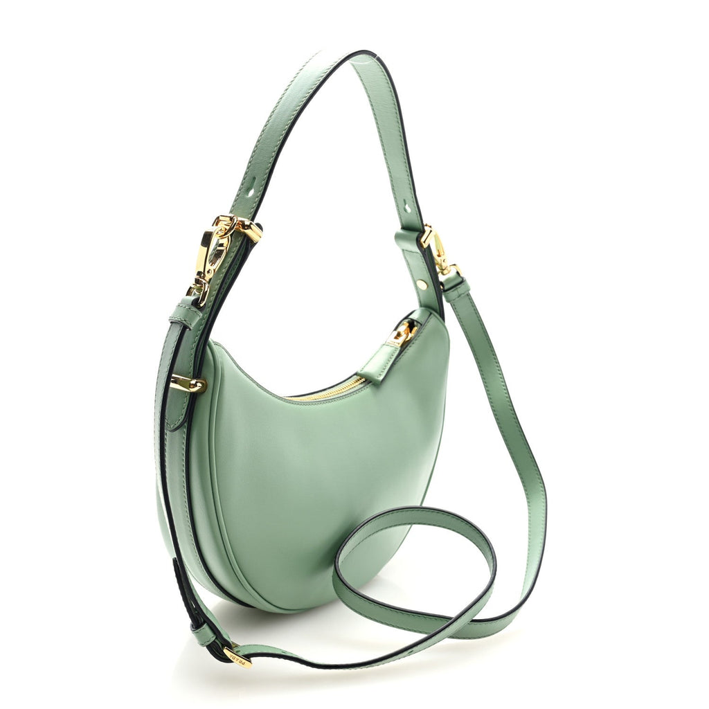 Prada Soft Calfskin Arque Shoulder Bag Green