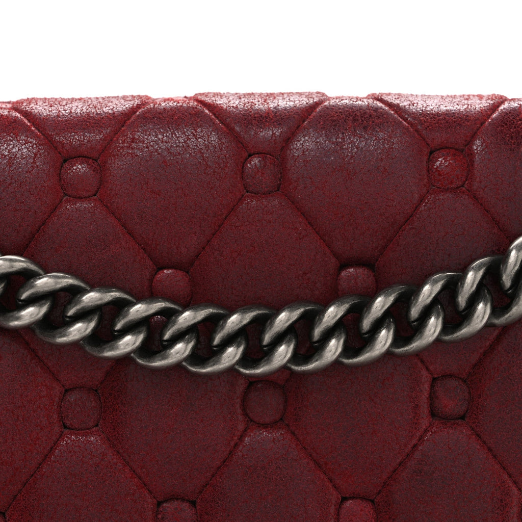 Chanel Nubuck Chesterfield Quilted Large Celtic Boy Flap Red