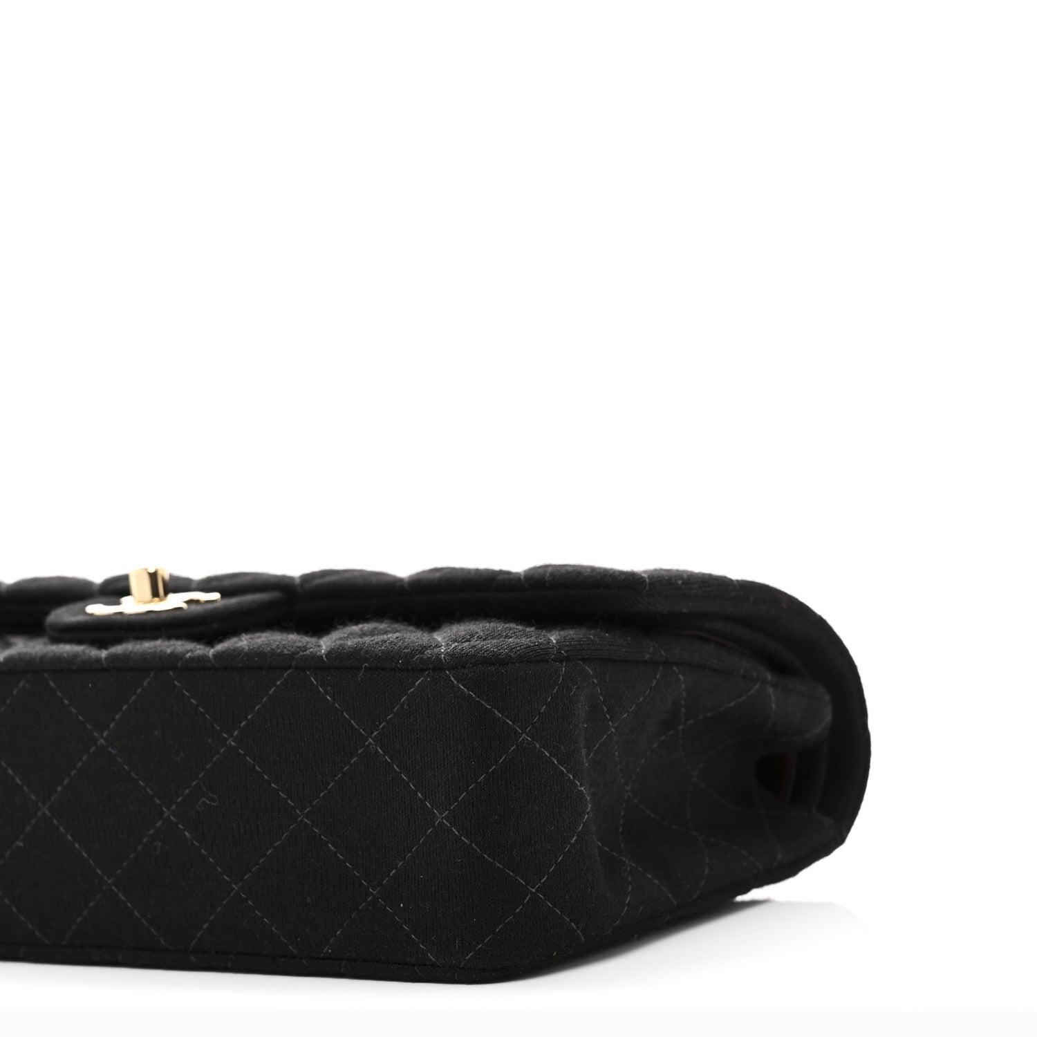 Chanel Jersey Quilted Medium Bijoux Chain Double Flap Black