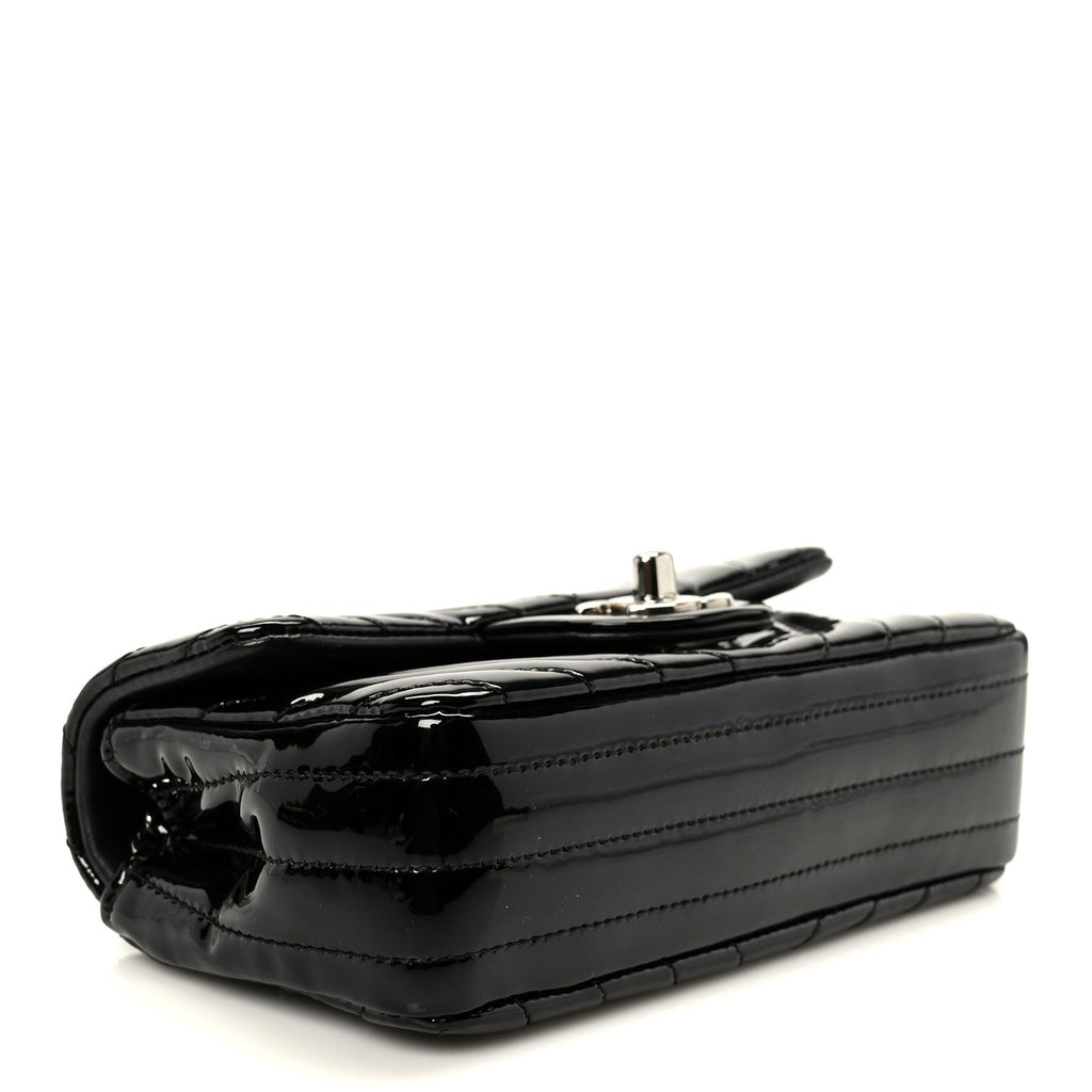 Chanel Patent Calfskin Chevron Quilted Extra Mini Flap Black
