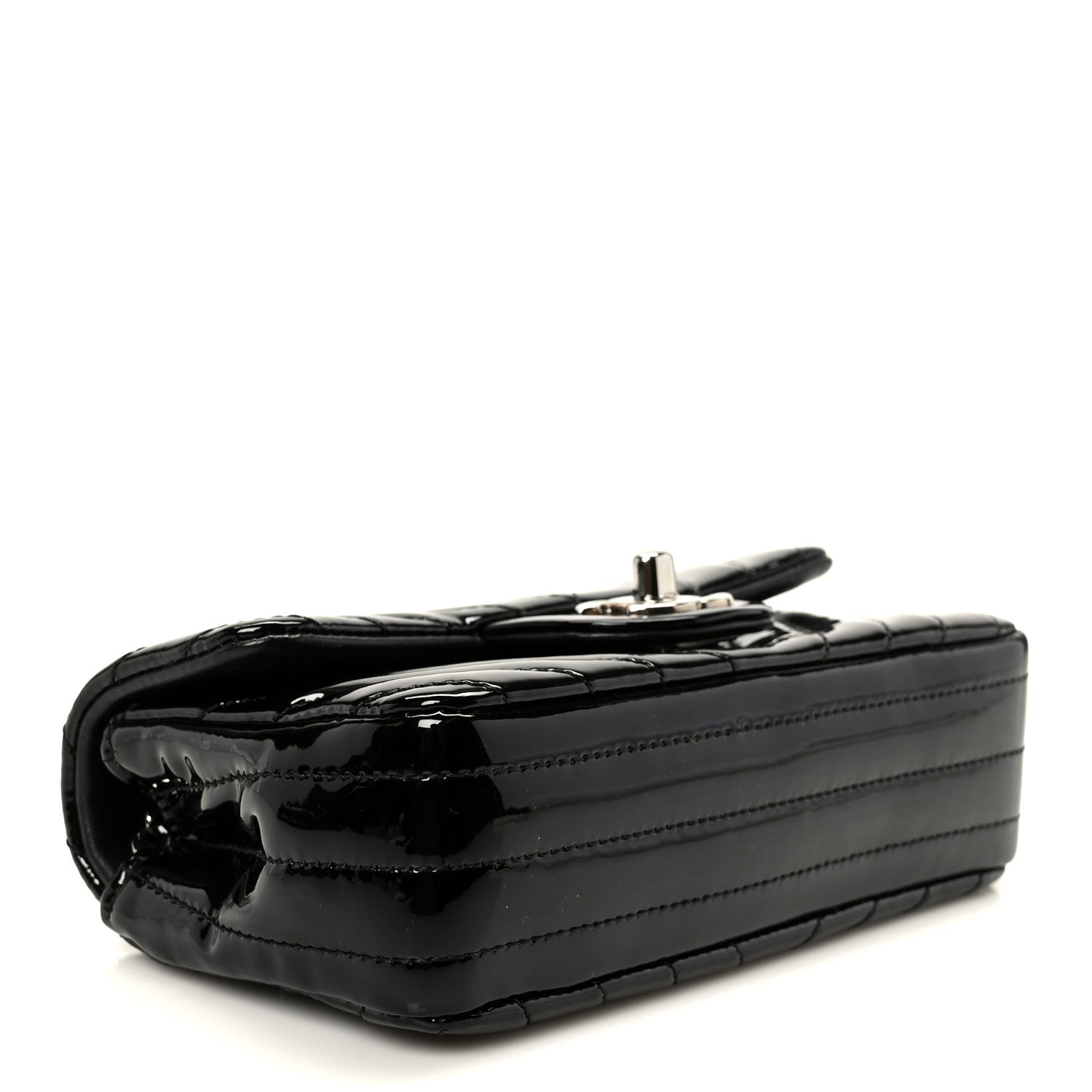 Chanel Patent Calfskin Chevron Quilted Extra Mini Flap Black