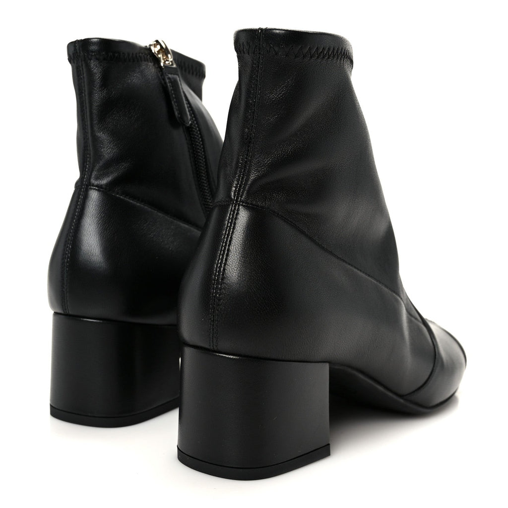 Chanel Stretch Lambskin Cap Toe CC Uniform Short Boots 38 Black