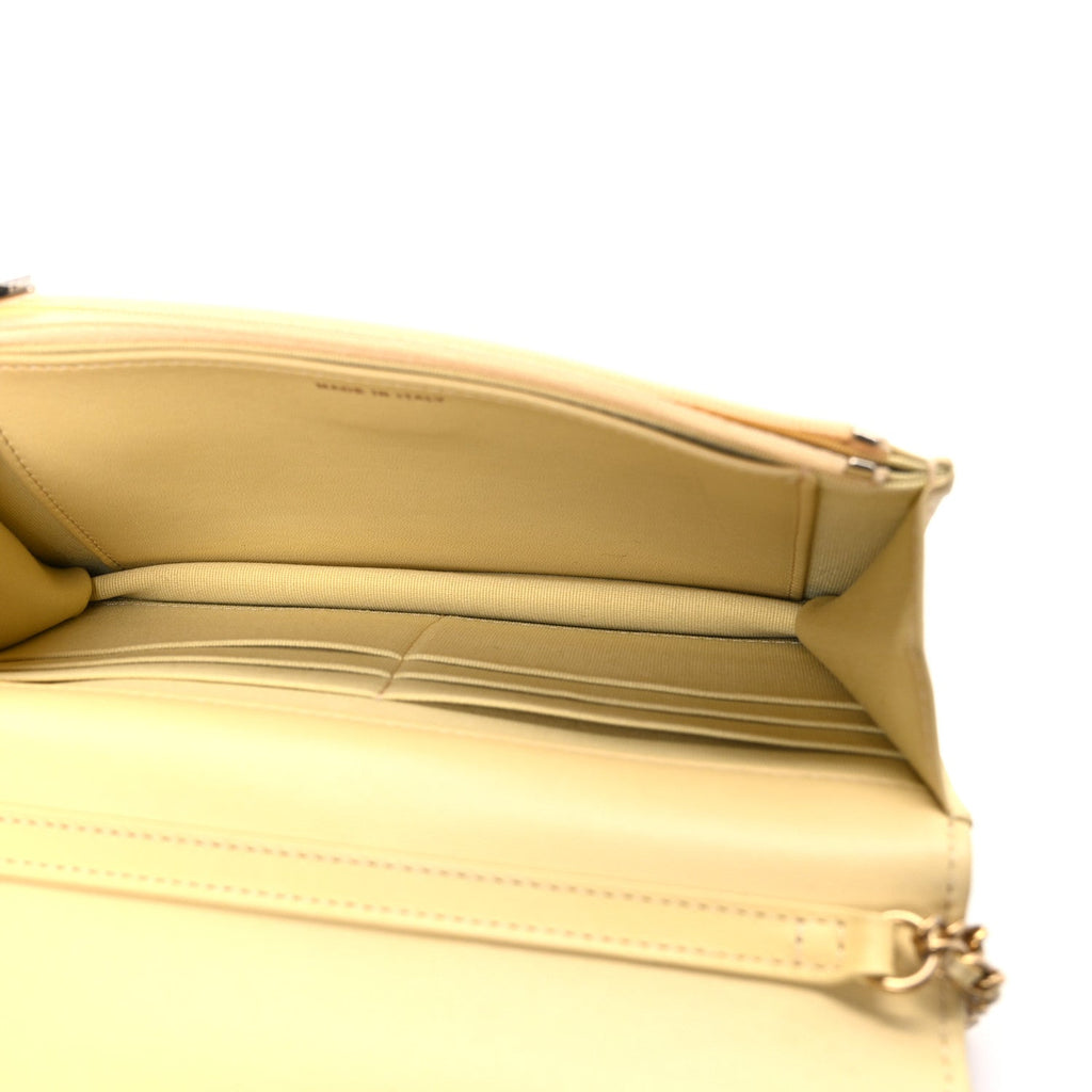 Chanel Lambskin Quilted Enamel Wallet On Chain WOC Yellow