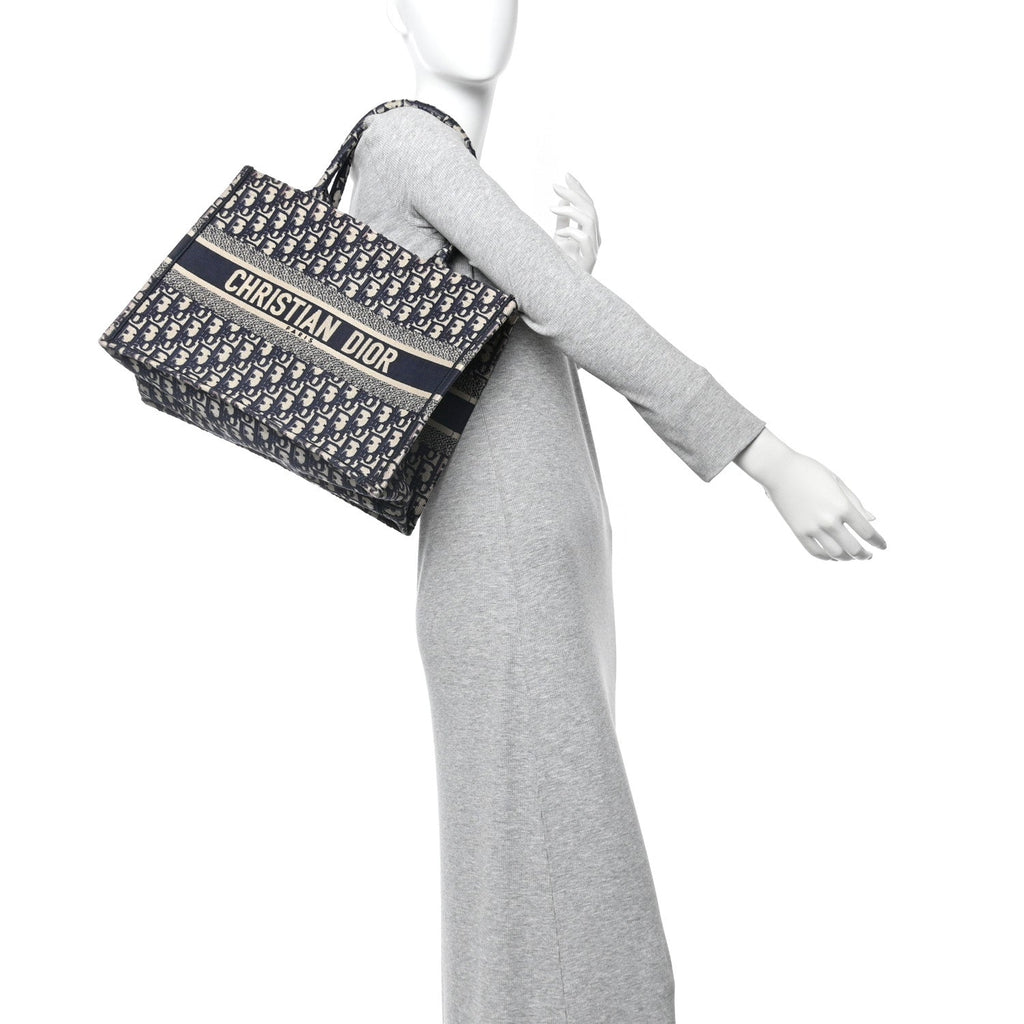 Christian Dior Oblique Medium Book Tote Blue Multicolor
