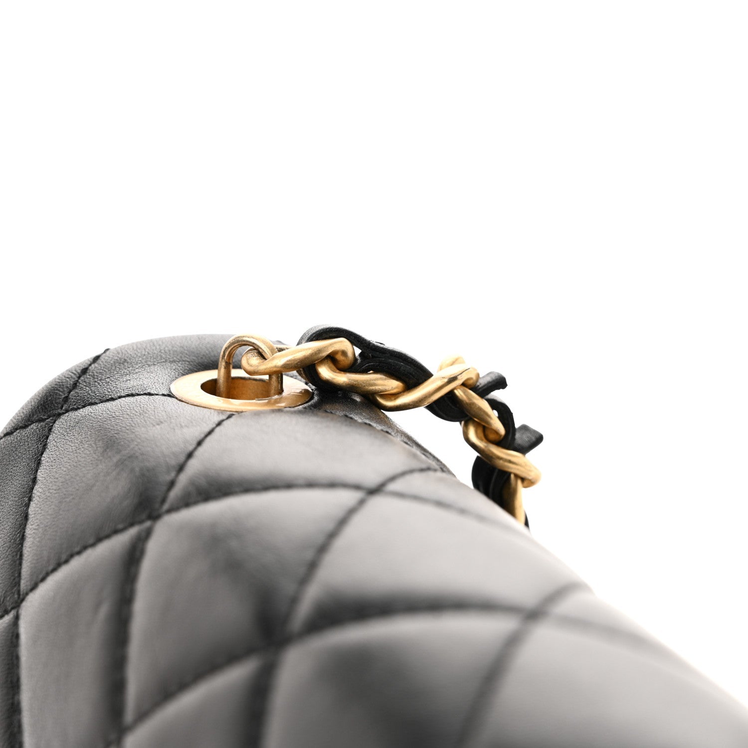 Chanel Glazed Calfskin Quilted Pearl Side Flap Black