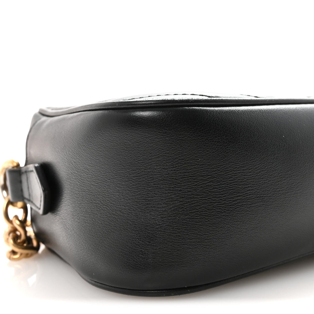 Gucci Calfskin Matelasse Small GG Marmont Chain Shoulder Bag Black