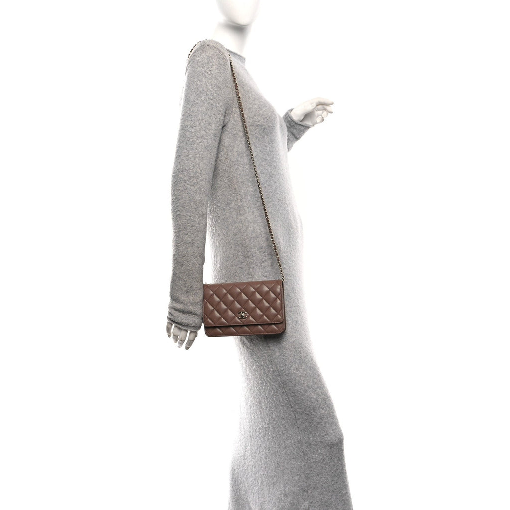 Chanel Caviar Quilted CC Turnlock Wallet On Chain WOC Brown