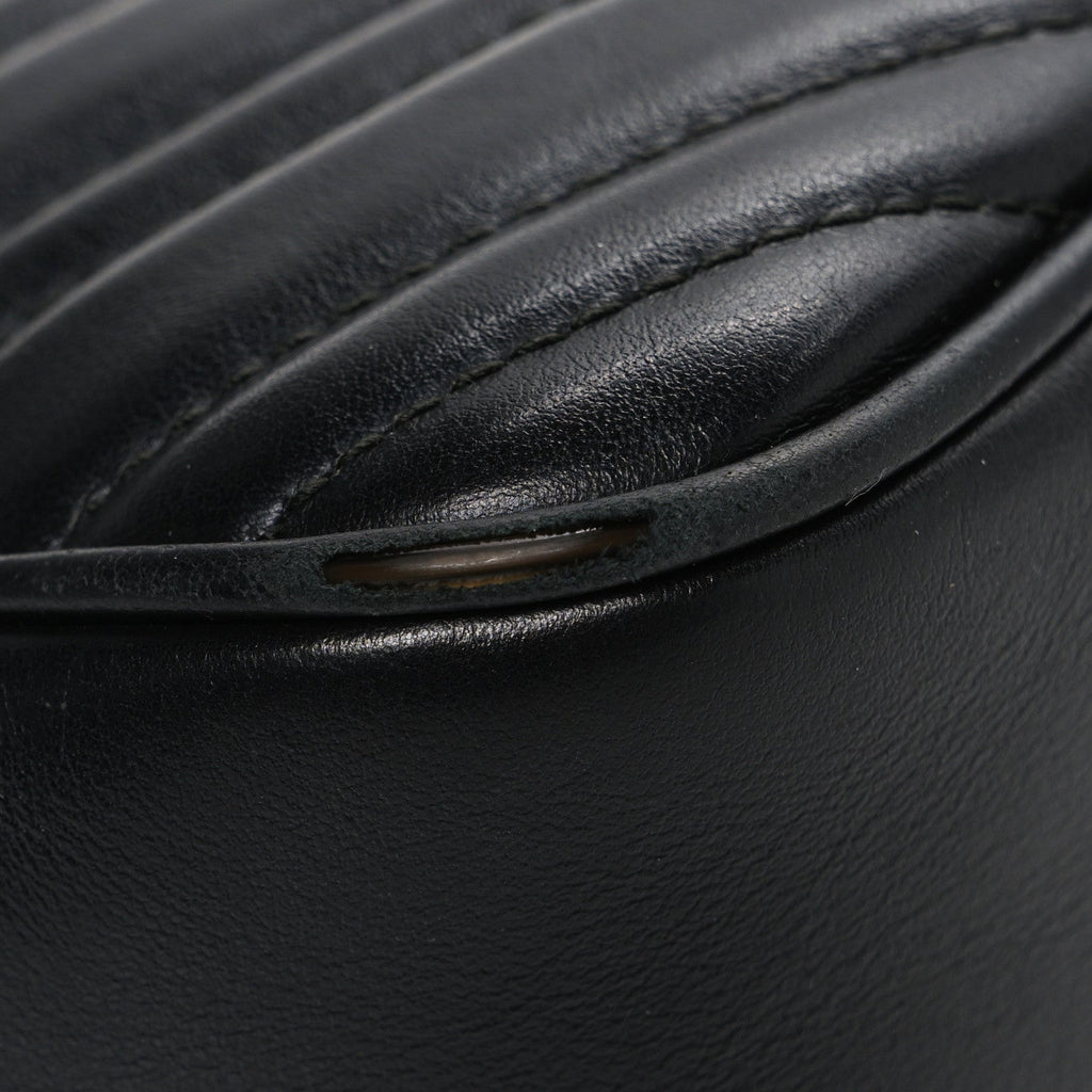 Gucci Calfskin Matelasse Small GG Marmont Chain Shoulder Bag Black