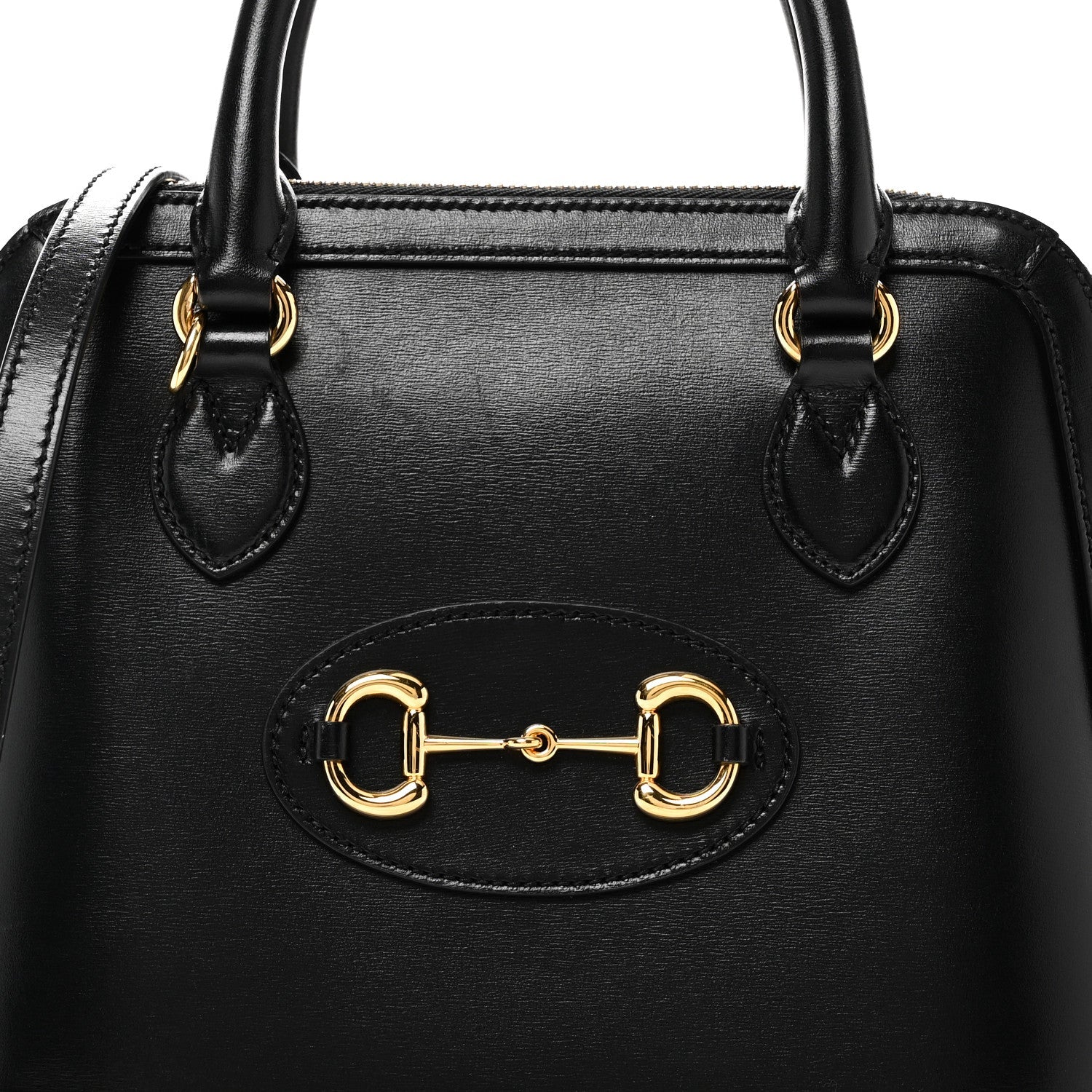 Gucci Boarded Plutone Calfskin Small Horsebit 1955 Top Handle Bag Black