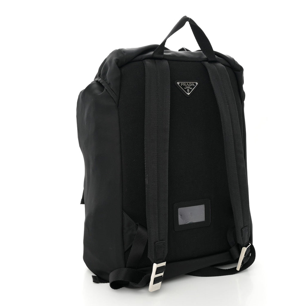 Prada Tessuto Nylon Montagna Double Buckle Backpack Black