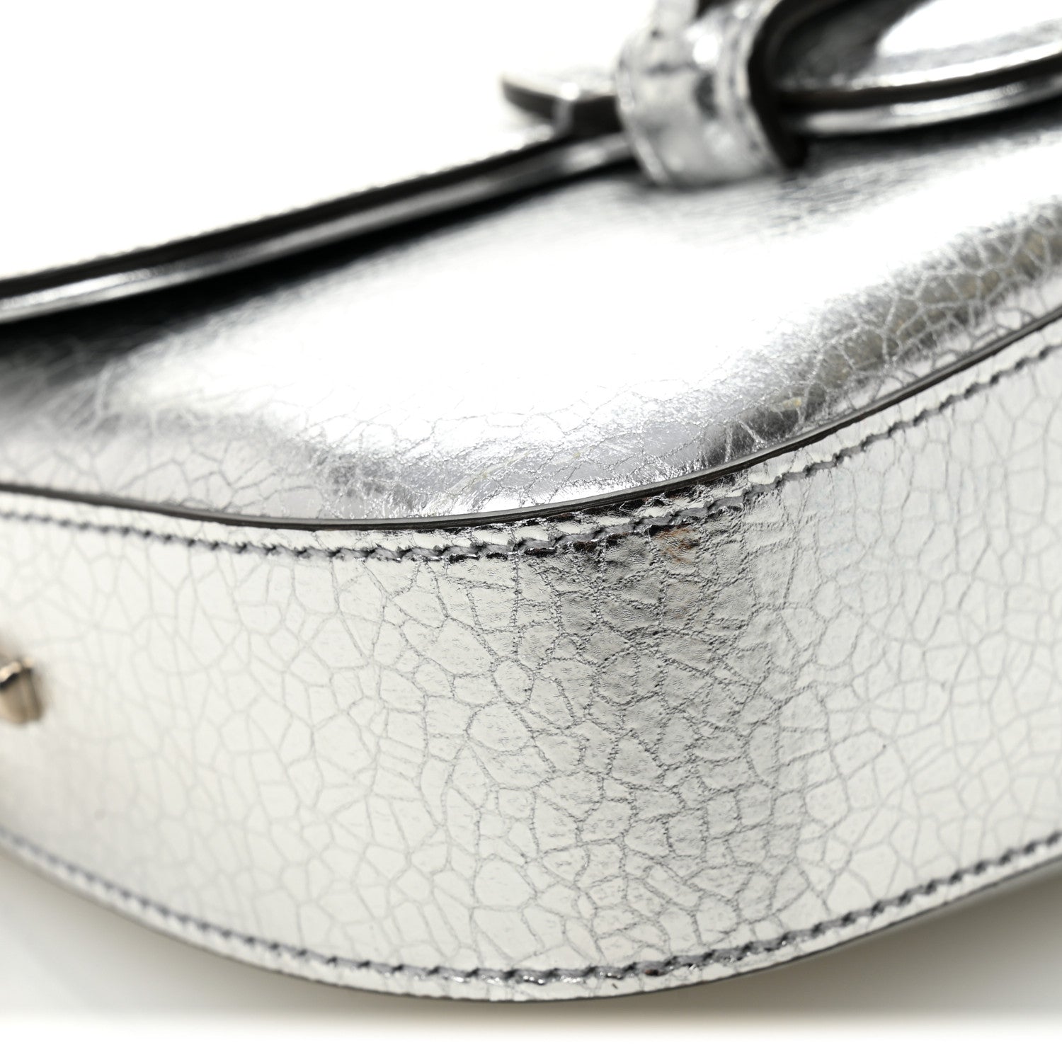 Gucci Metallic Demetra Small Horsebit 1955 Asymmetric Shoulder Bag Silver