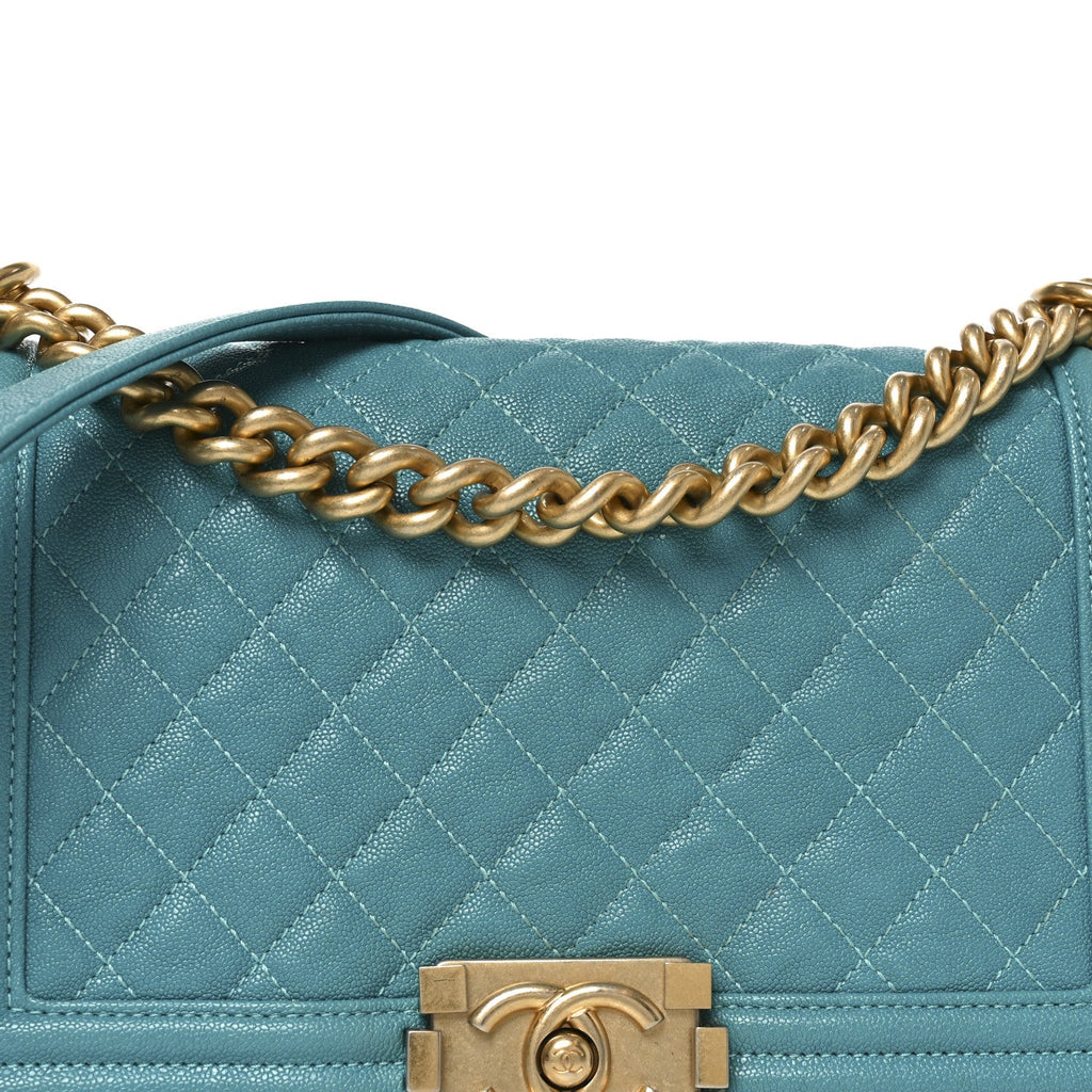 Chanel Caviar Quilted Medium Boy Flap Turquoise